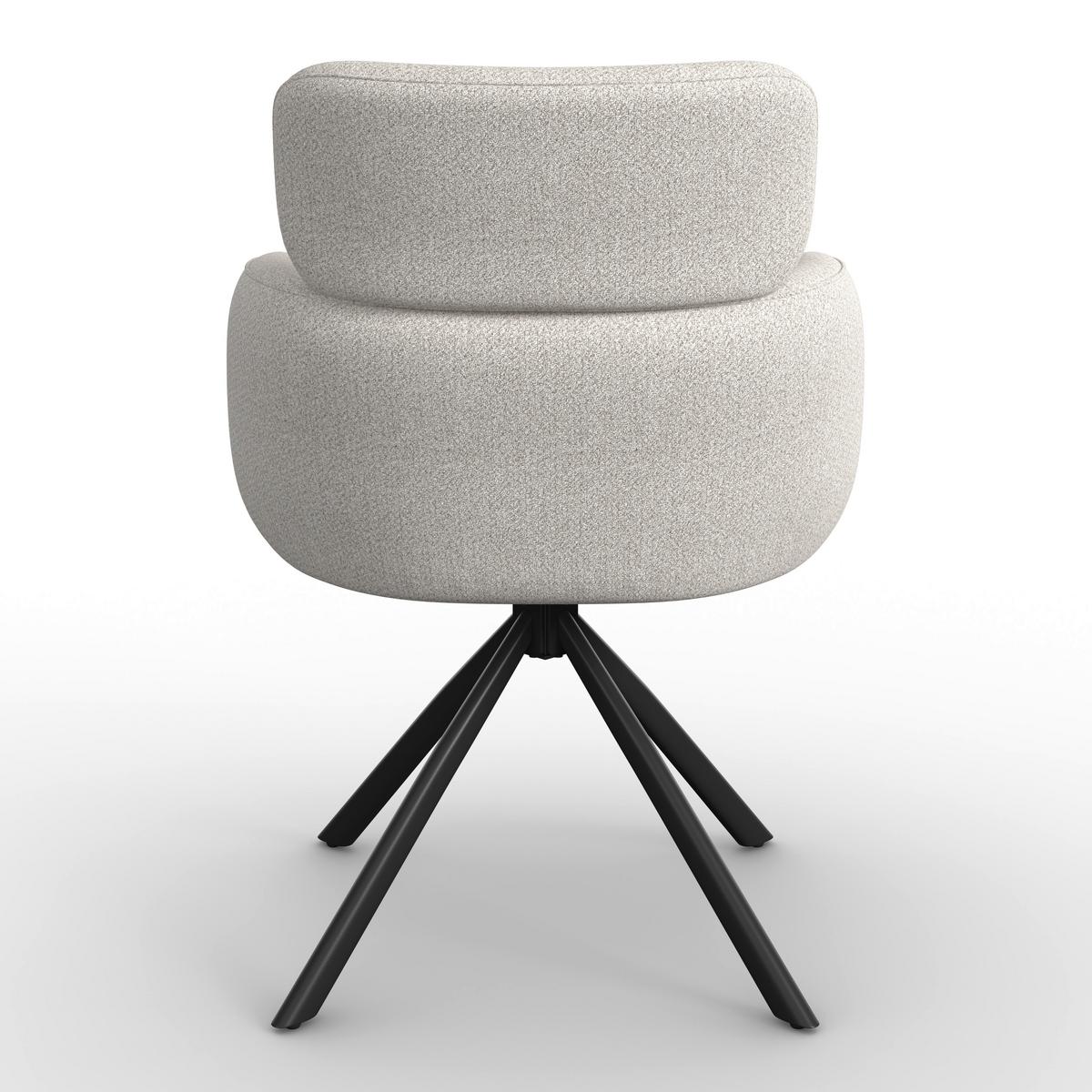 Armlehnstuhl Liora Creme Webstoff Drehbar Gepolstert - Creme/Schwarz, MODERN, Textil/Metall (58/84/61cm) - Bessagi Home