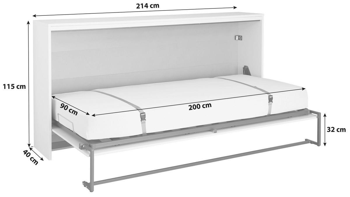 Klappbett Albero 90x200 cm Weiß/Grau - Dunkelgrau/Alufarben, MODERN, Holz/Holzwerkstoff (90/200cm) - Rauch Möbel