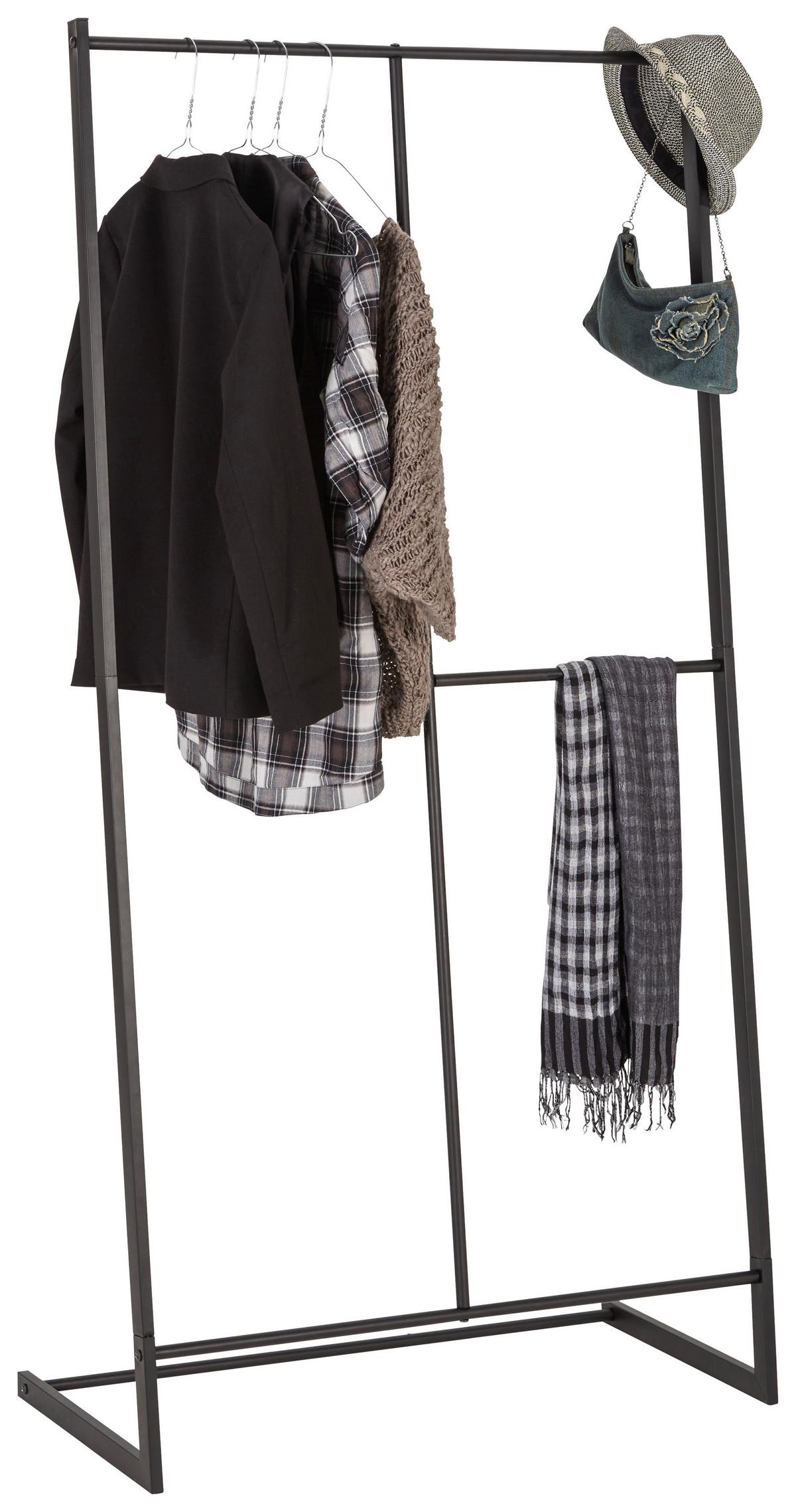 STOJAK NA UBRANIA LINUS - czarny, Trend, metal (80/160/40cm) - Carryhome