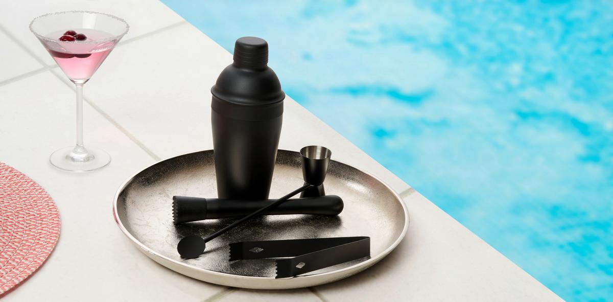 ZESTAW BAROWY HG38337 - czarny, Trend, metal - Novel