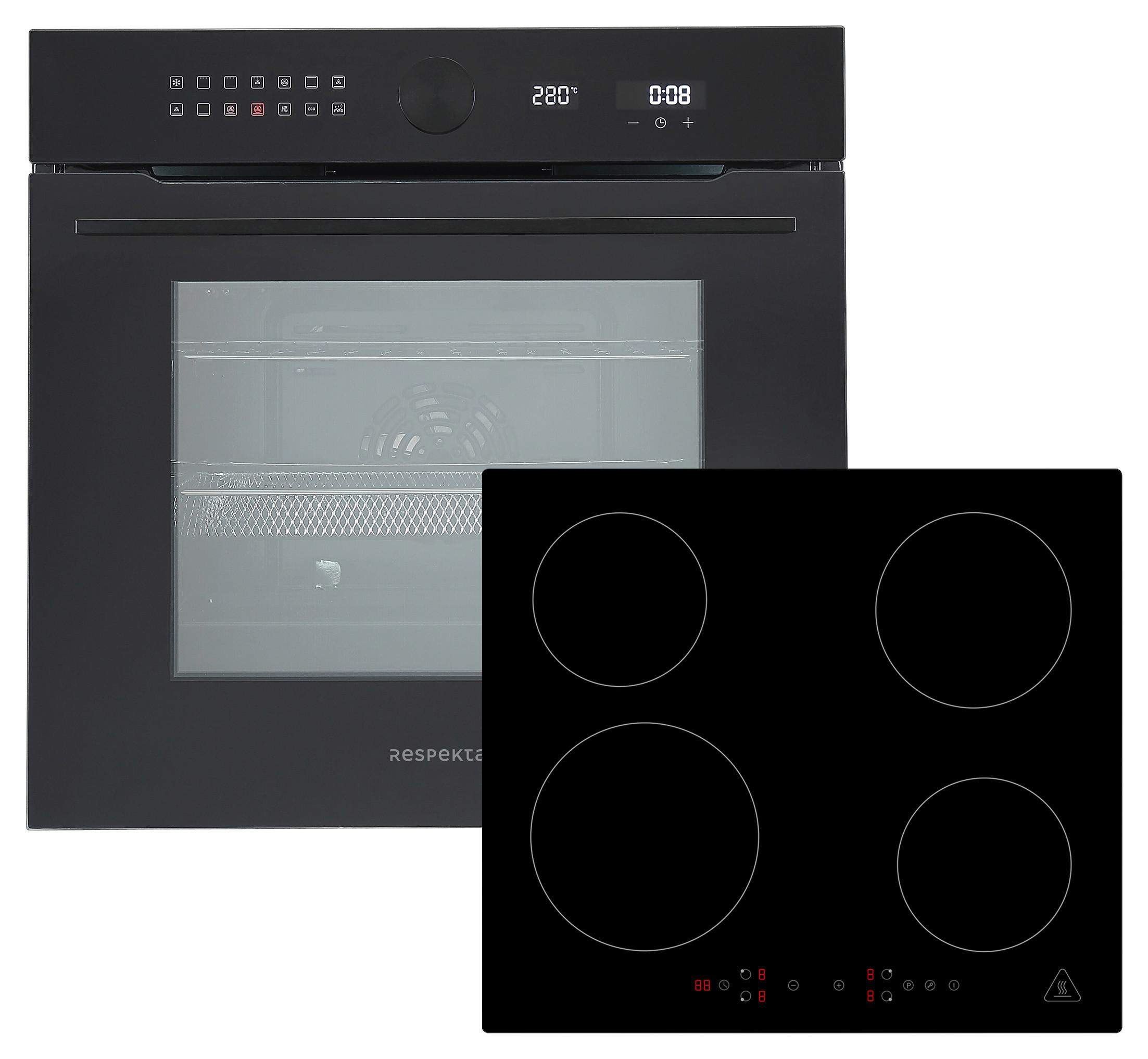 Backofenset Adrian Induktion autark 3.250 Watt Schwarz - Schwarz, Basics, Glas/Metall (59,5/59,5/57,5cm) - Respekta