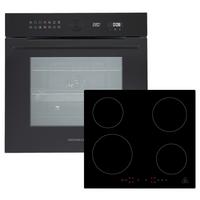 Backofenset Adrian Induktion autark 3.250 Watt Schwarz - Schwarz, Basics, Glas/Metall (59,5/59,5/57,5cm) - Respekta