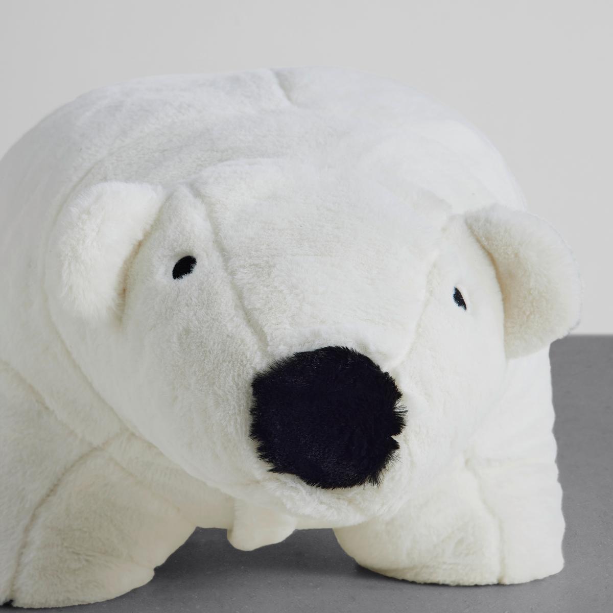 Kinderhocker Knut Eisbär Weiß - Schwarz/Weiß, ROMANTIK / LANDHAUS, Holzwerkstoff/Textil (70/35/35cm) - Premium Living