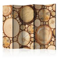 Paravan Wood Grains I, 5-Delni, Dvostranski - bež/rjava, Basics, tekstil/les (225/172/3cm) - artgeist