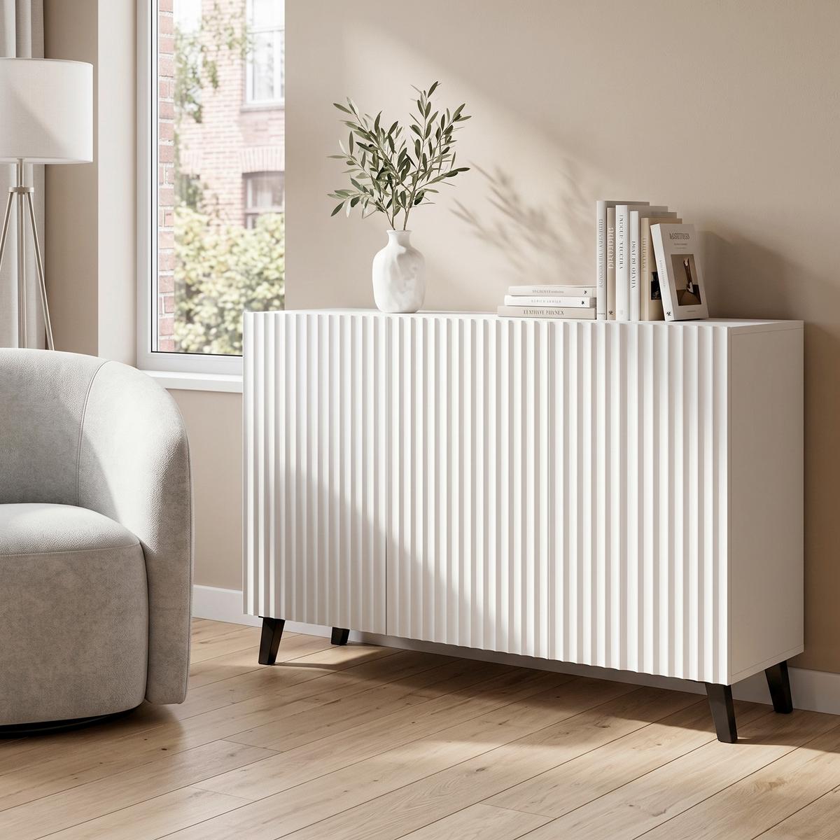 Sideboard Phuket ca. 120x78 cm Weiß - Schwarz/Weiß, Design, Holzwerkstoff/Kunststoff (120/76/39cm) - P & B