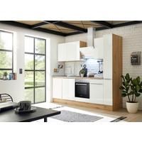 Küchenblock mit Geräte Weiß Hochglanz B: ca. 250 cm - Weiß Hochglanz/Alufarben, LIFESTYLE, Holzwerkstoff/Kunststoff (250/211/60cm) - Respekta