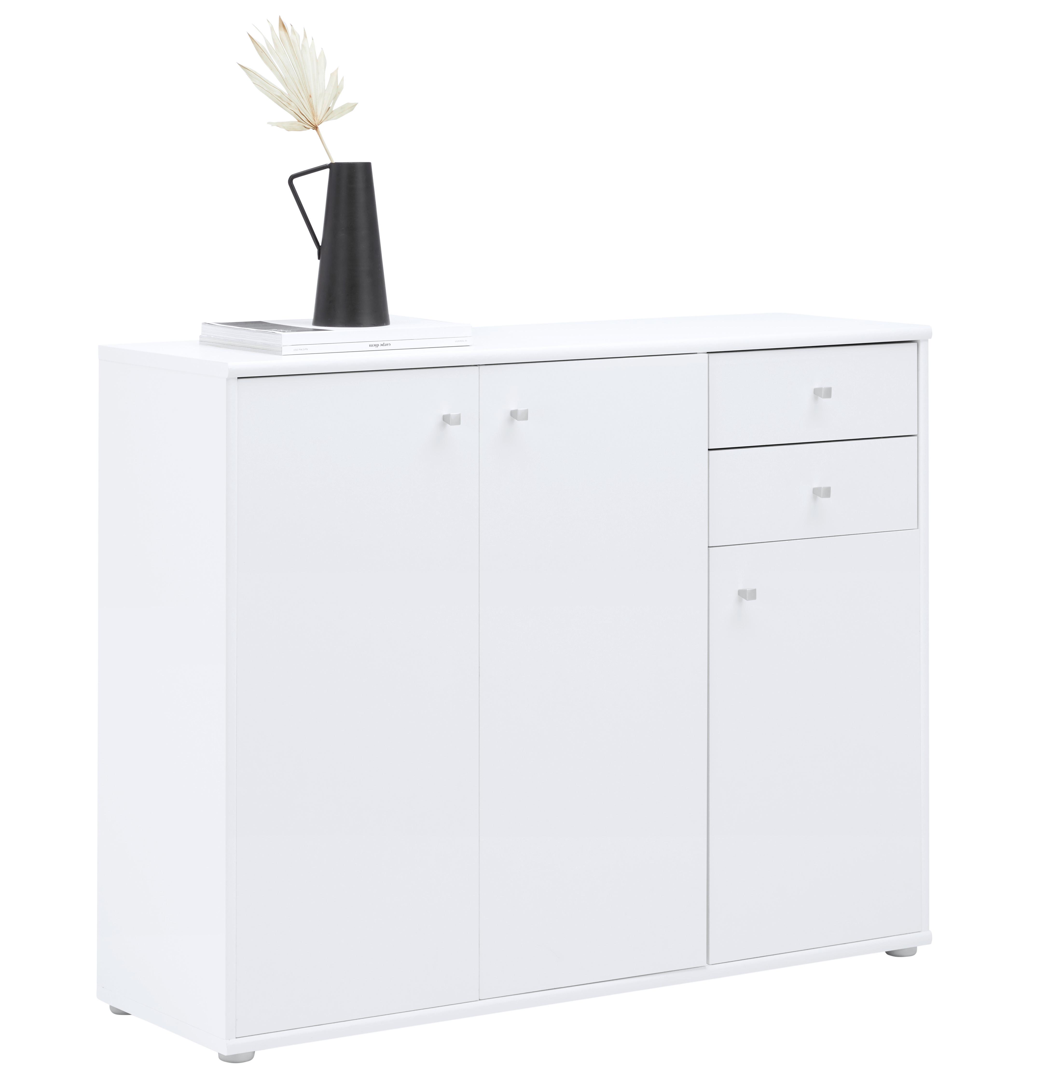 Komoda Tempra 2, Bela - bela/barve aluminija, Konvencionalno, umetna masa/leseni material (108,8/85,5/34,8cm) - Mömax