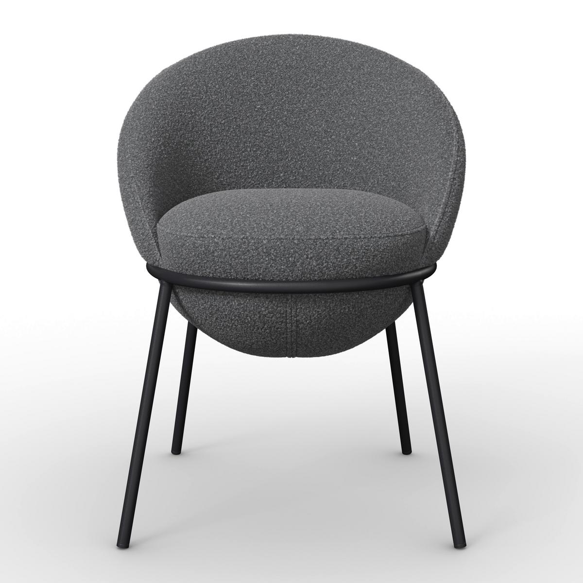 Armlehnstuhl Zoa Grau Struktur Gepolstert - Schwarz/Grau, MODERN, Holz/Textil (57/85/61cm) - Bessagi Home