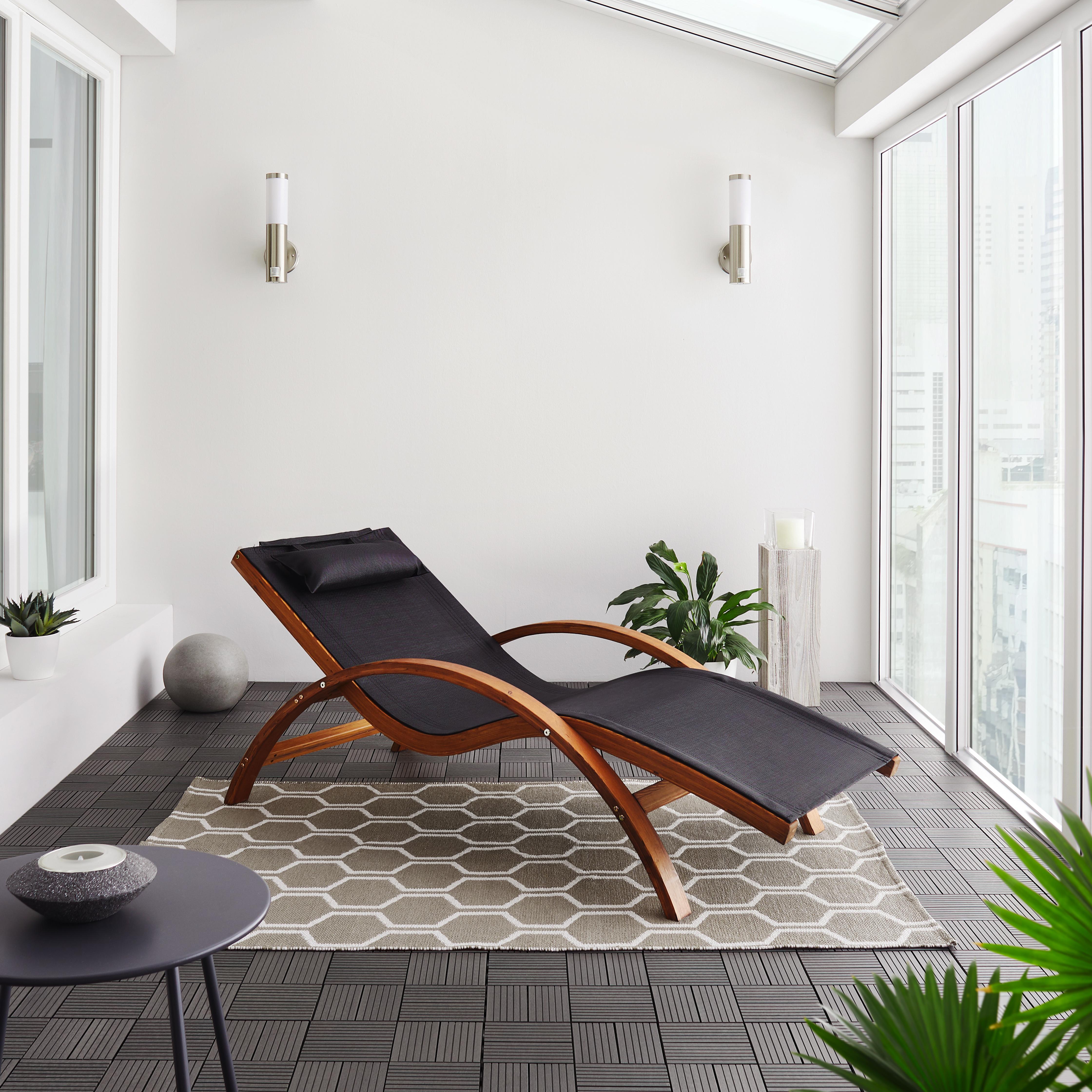 Gartenliege Kora aus Lärchenholz - Schwarz, MODERN (169/55/12cm) - Bessagi Garden