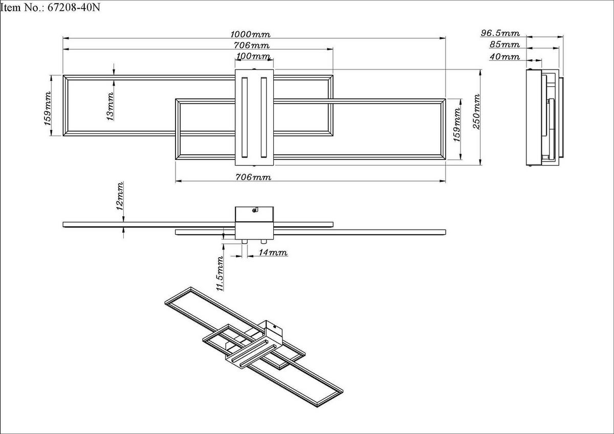 LED-DECKENLEUCHTE 67208-40N DAKARI - Weiss/Dunkelbraun, Natur, Holzwerkstoff/Kunststoff (100/25/9,7cm) - Globo