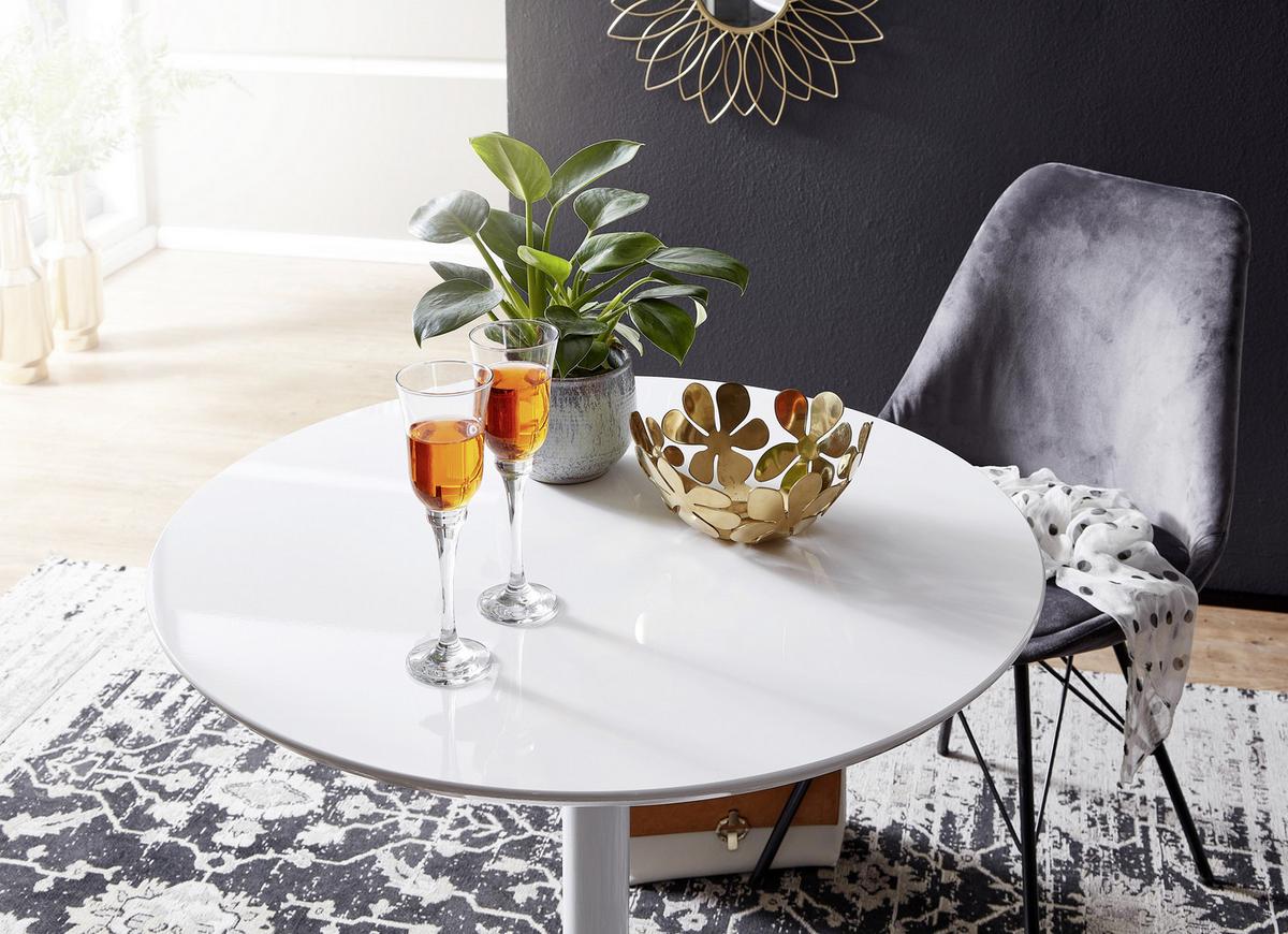 ESSTISCH WL6.504 Weiß D: 75 cm - Weiß, MODERN, Holzwerkstoff/Metall (75/74cm) - MID.YOU