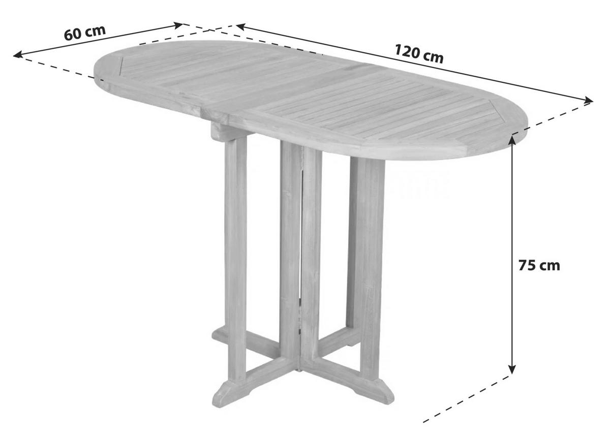 Balkontisch Woodie Teak - Basics, Holz (120/60/75cm) - Gardenson