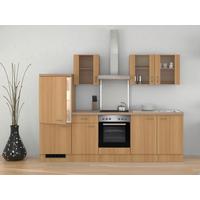 Kuhinjski Blok Z Aparati Nano, Barva Bukve - barve nerjavečega jekla/barve bukve, Moderno, umetna masa/steklo (270cm) - FlexWell