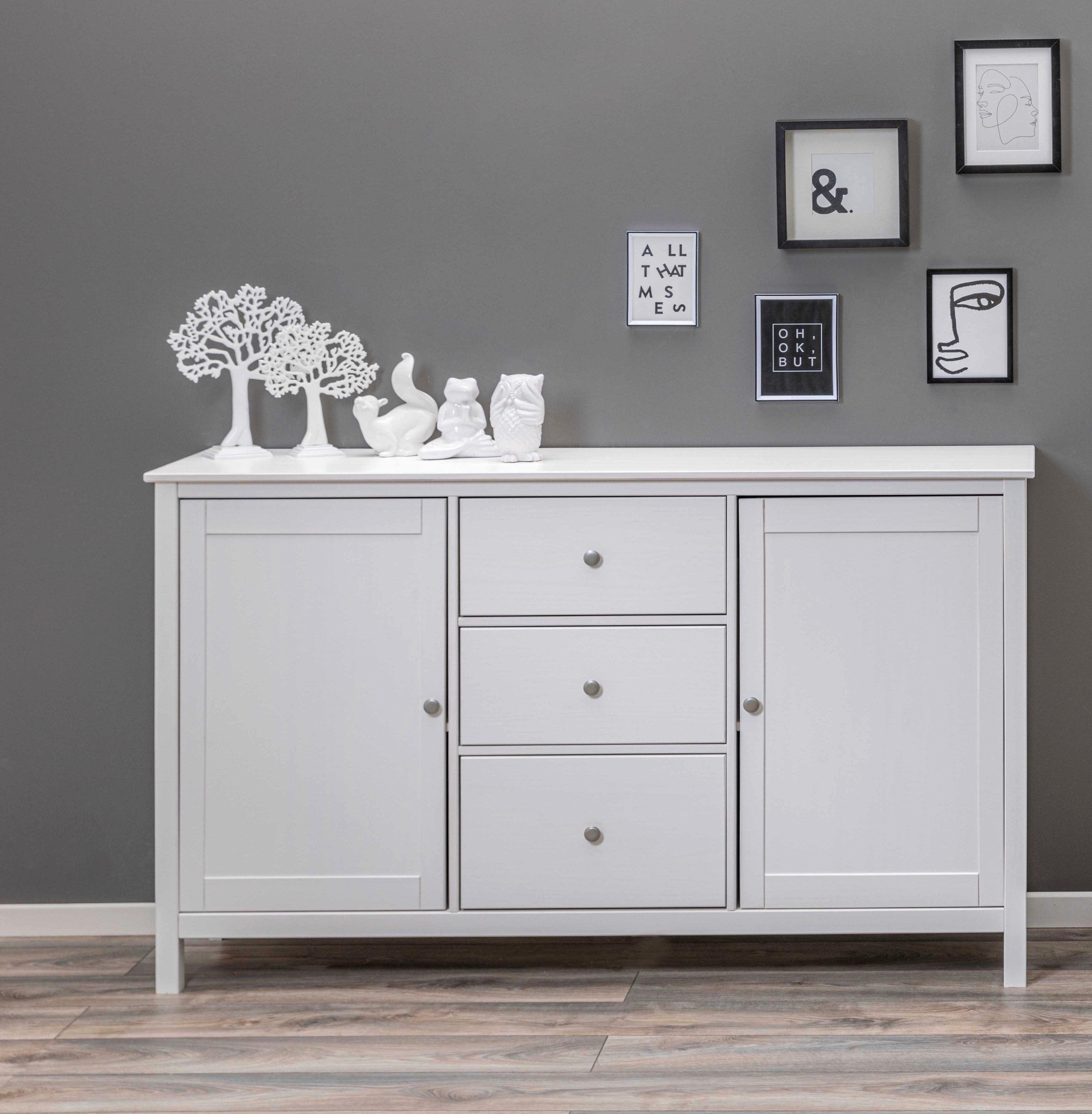 Sideboard Chilly Home ca. 160x96x40 cm Weiß - Silberfarben/Weiß, Design, Holz/Metall (160/96/39,5cm) - Livetastic