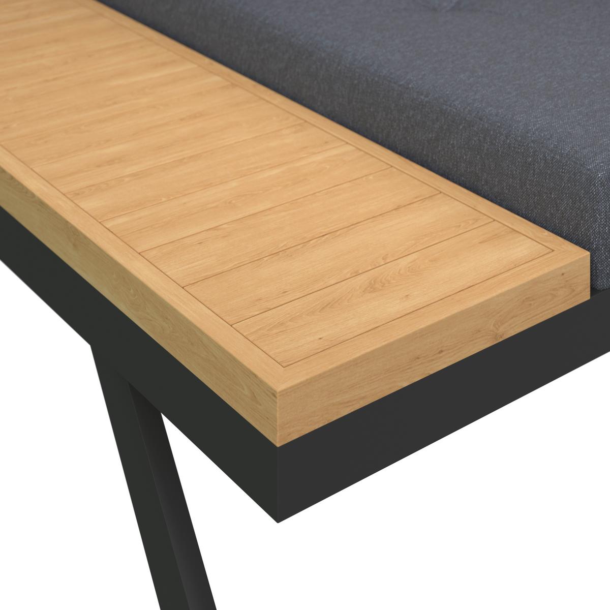 Șezlong Avolina - negru/gri, Modern, plastic/metal (199/86/40cm) - Bessagi Garden