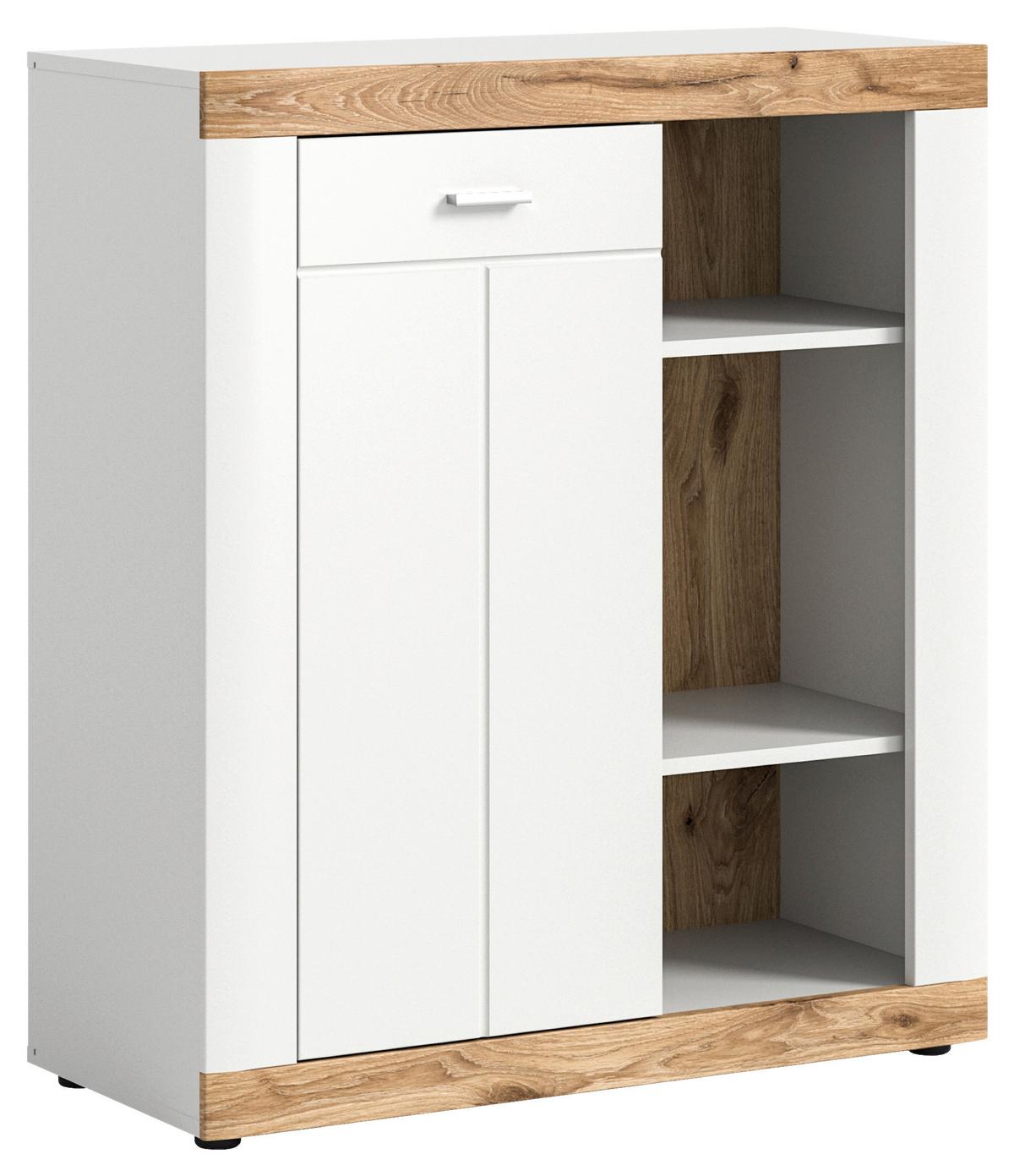 Kommode Laredo ca. 91x104 cm Nox Eiche/Weiß - KONVENTIONELL, Holzwerkstoff/Metall (91/104/40cm) - MID.YOU