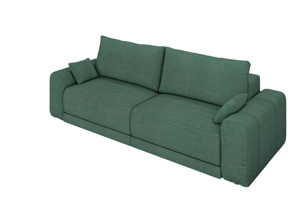 Sofa Plain Dunkelgrün - Dunkelgrün/Schwarz, Modern, Kunststoff/Textil (256/88/120cm) - Mömax