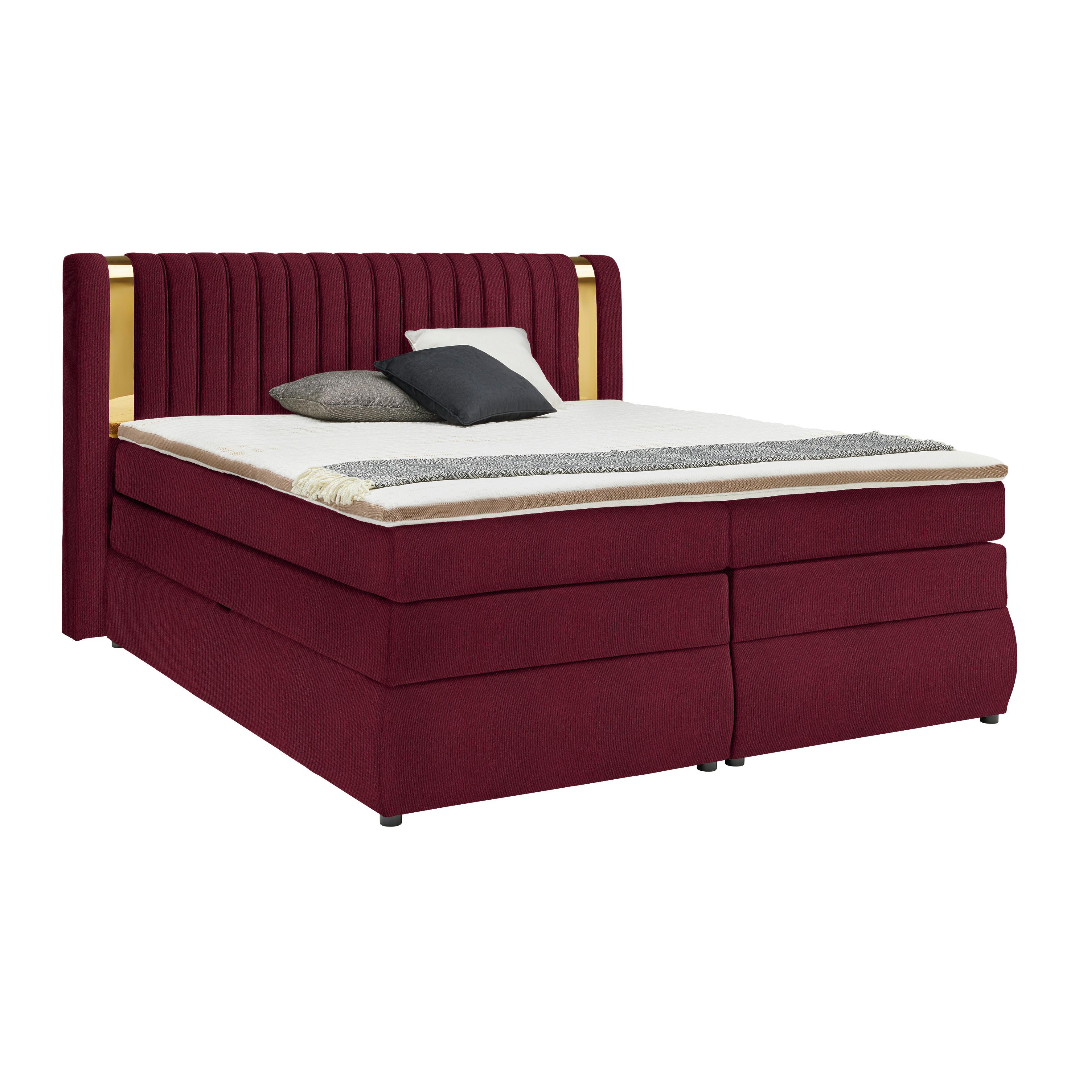 PAT BOXSPRING MINOLA GOLD EXKLUZIV - roșu burgund, Konventionell, textil (160/200cm) - Premium Living