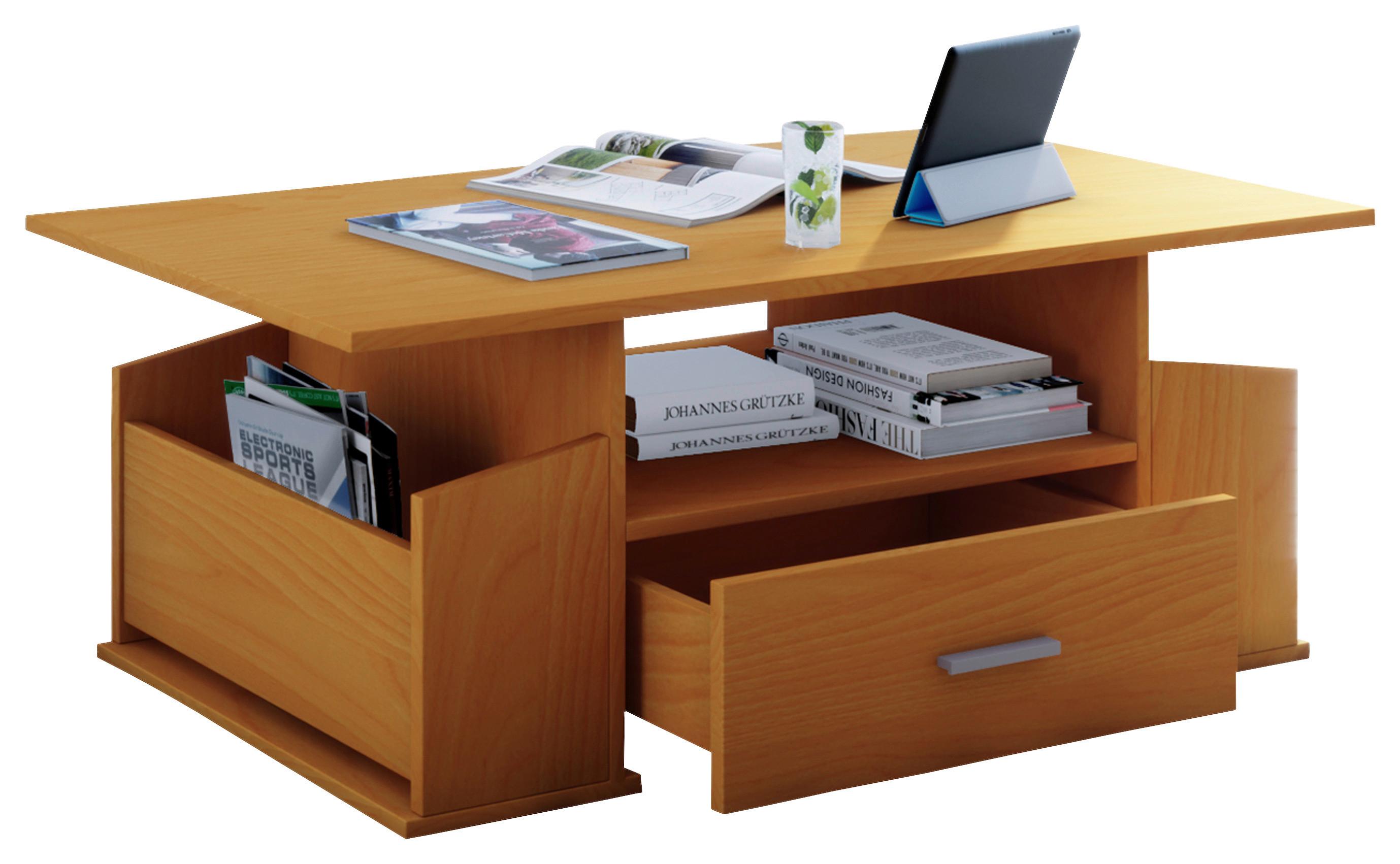 Couchtisch in Buchefarbe Junata - Silberfarben/Buchefarben, Basics, Holzwerkstoff/Kunststoff (110/52/44cm) - MID.YOU