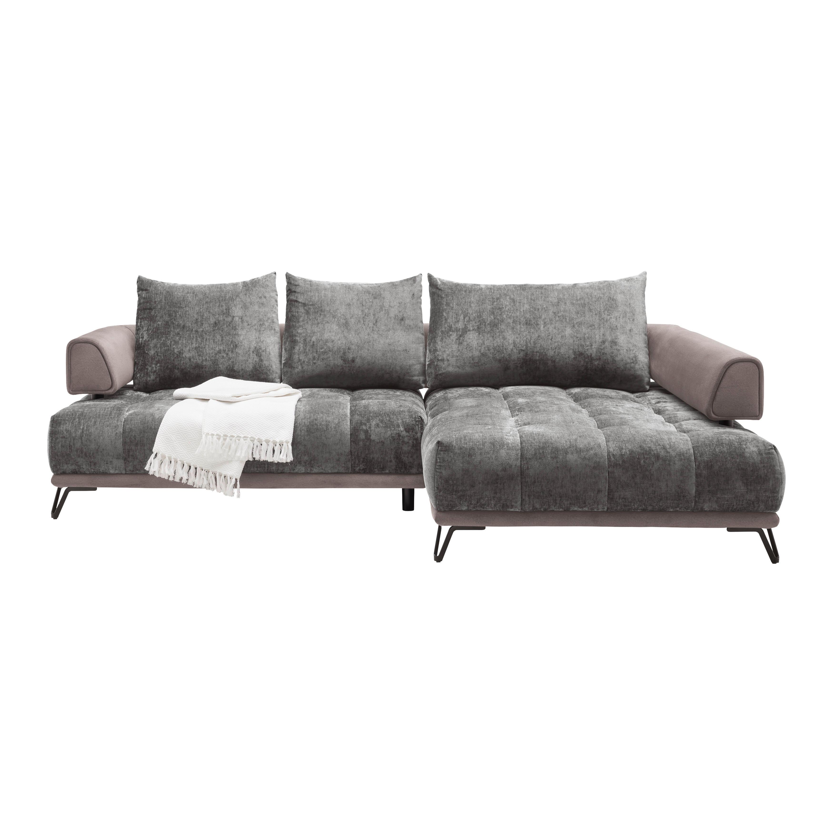 Ecksofa Morgan Grau - Schwarz/Grau, MODERN, Textil/Metall (262/67-87/184cm) - Mömax