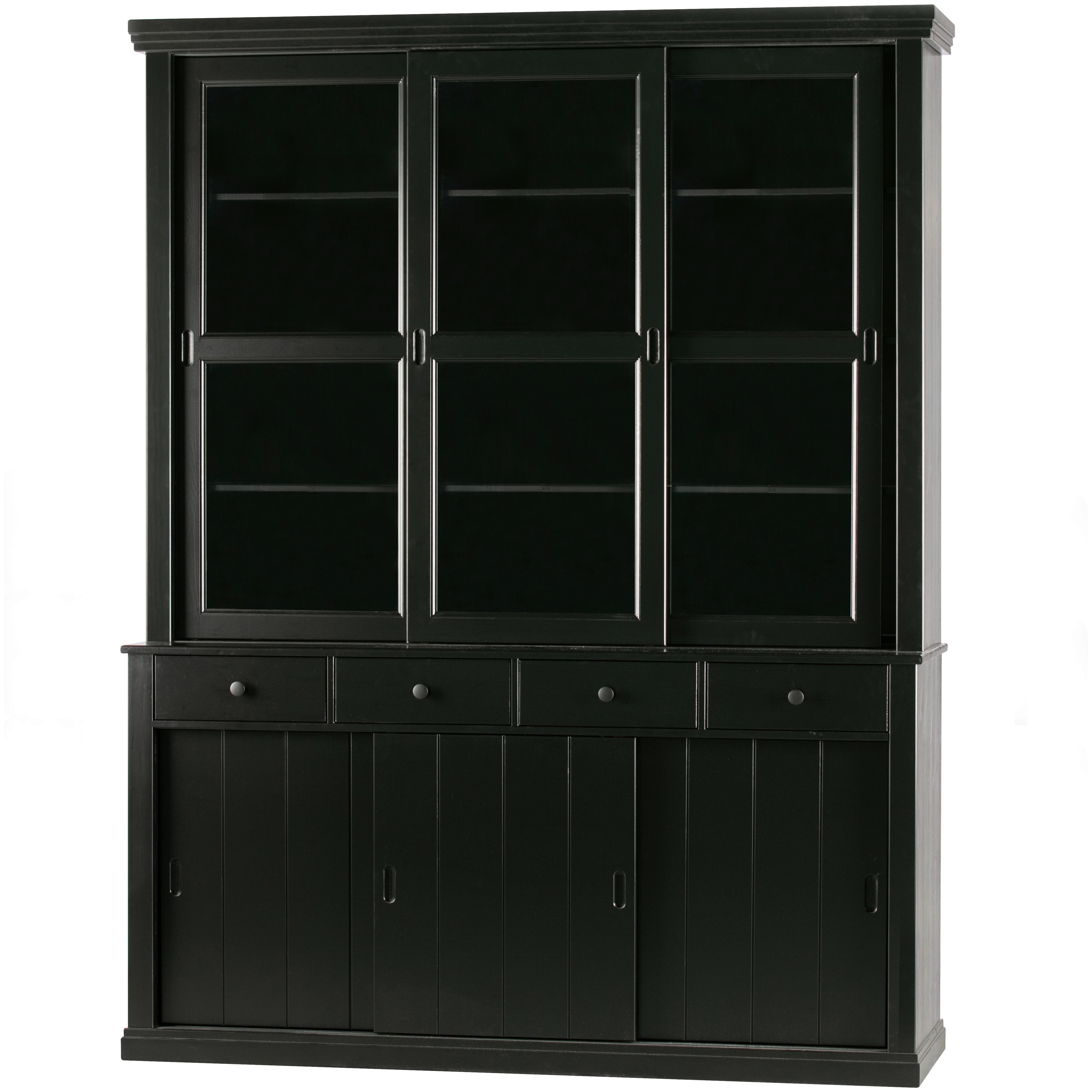 Vitrine Lagos Schwarz - Schwarz, Design, Glas/Holz (166/214/48cm) - Livetastic