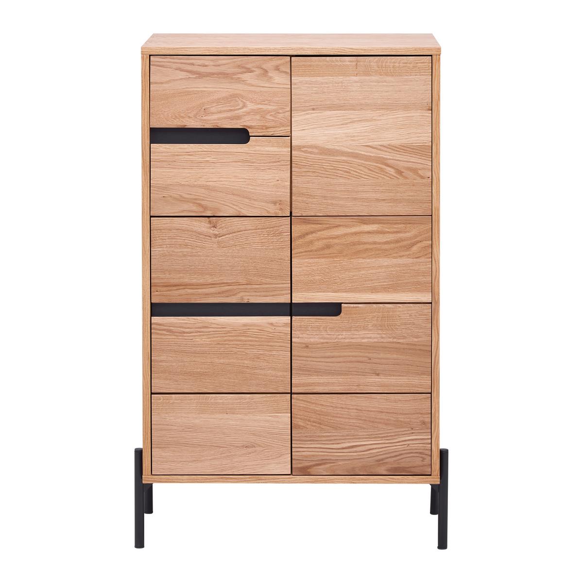 Highboard Avanto Eichefarben/Schwarz - Schwarz, Natur, Holz/Metall (64/105/35cm) - ecoTree