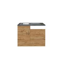 Held Spülenunterschrank mit Spüle ca. 110 cm Eichefarben - Chromfarben/Eichefarben, MODERN, Holzwerkstoff/Metall (110/85/60cm) - Held