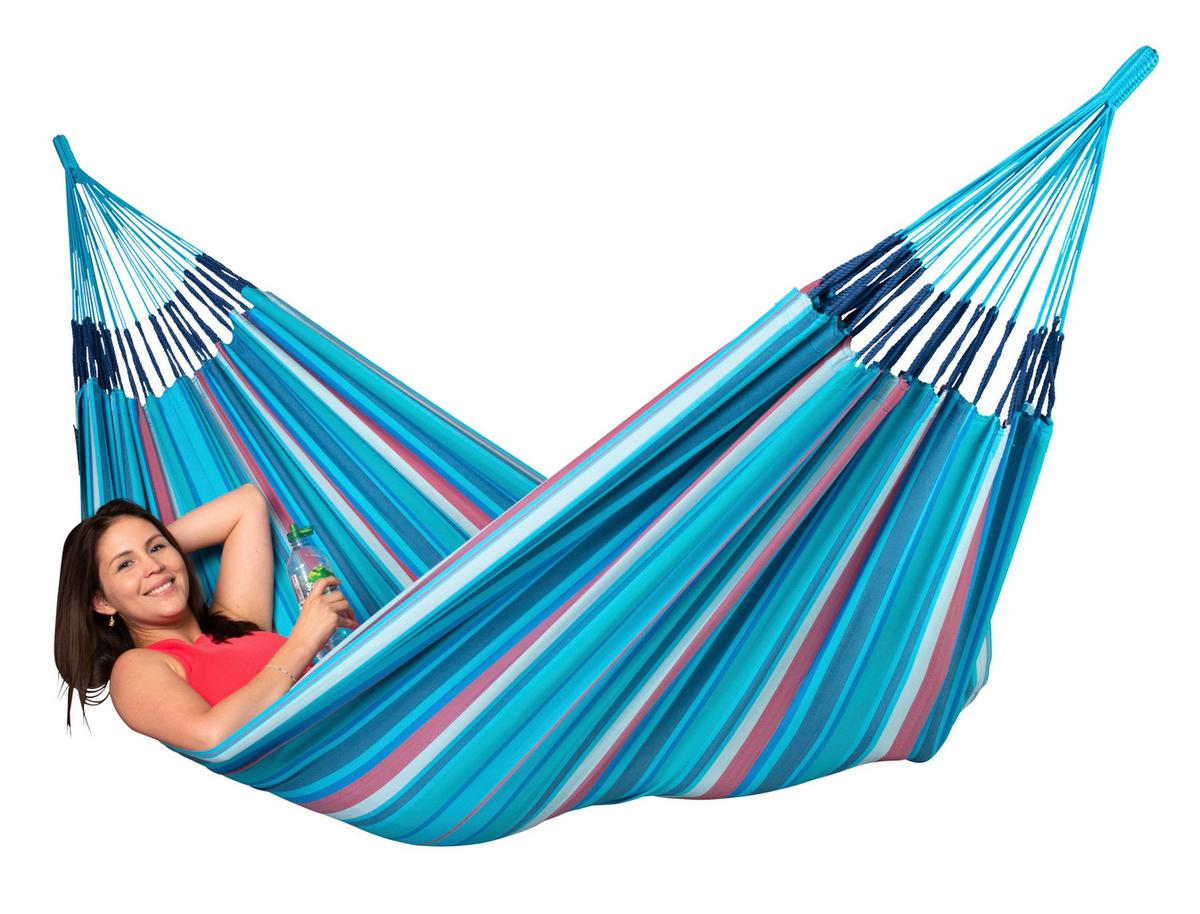 Hängematte Classic Double Hammock Blau/Rot - Blau/Kirschrot, KONVENTIONELL, Textil (160/350cm) - La Siesta