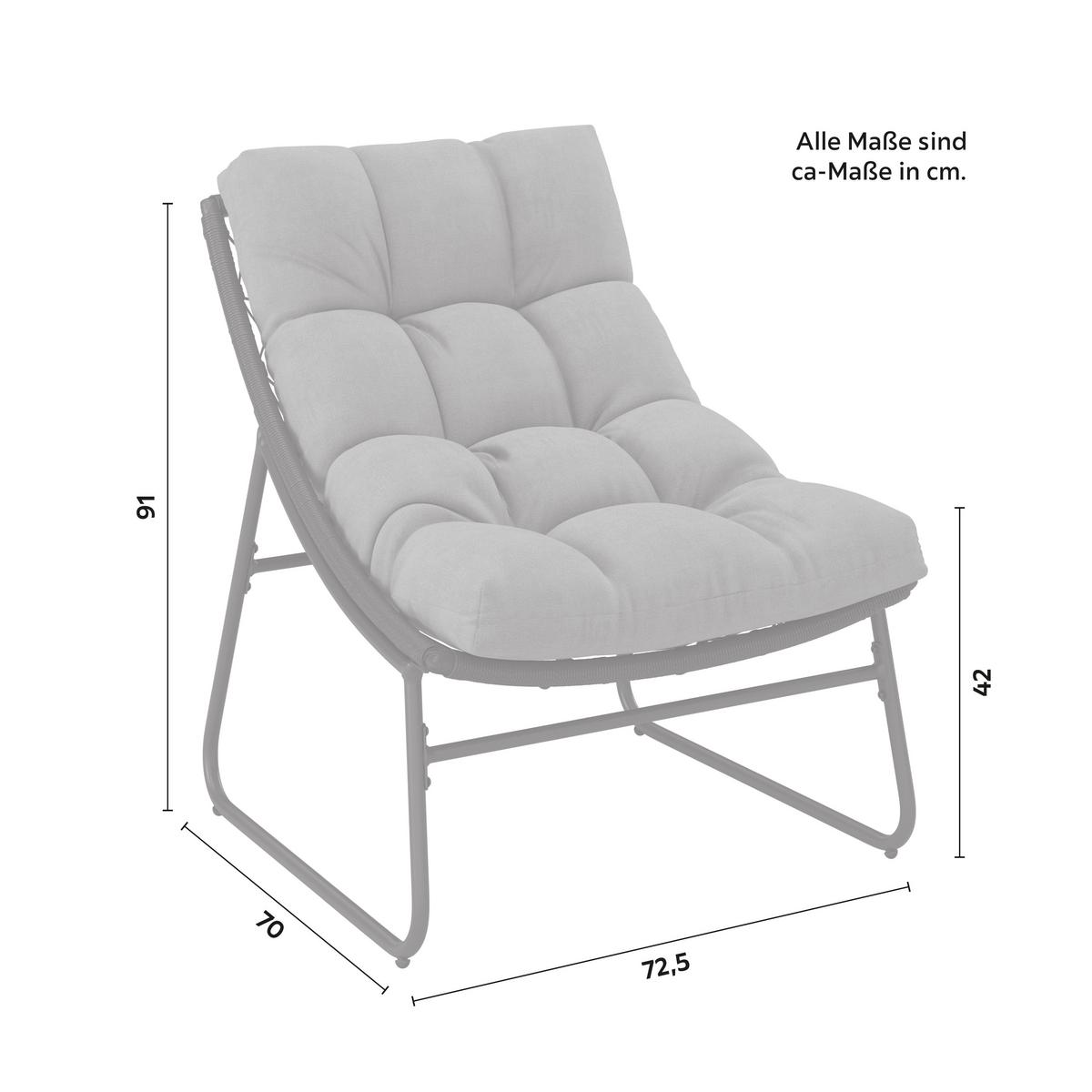 Balkonset Elia Grau Metall/Outdoorstoff +Abdeckung - Dunkelgrau/Grau, MODERN, Kunststoff/Textil - Bessagi Garden