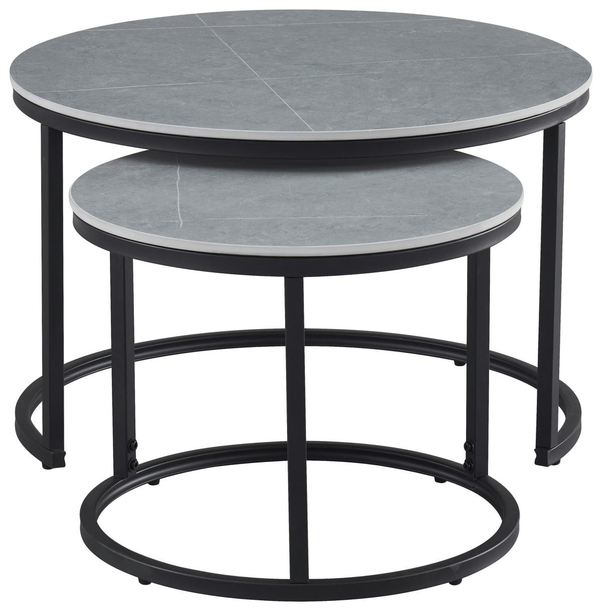 Set Stolića 2/1 Oscar - siva/crna, Moderno, kamen/metal (70/50/45/39cm) - Modern Living