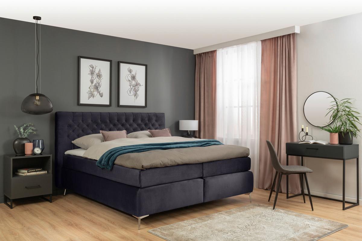 Boxspring Krevet One - boje kroma/crna, Konvencionalno, tekstil (160/200cm) - Modern Living