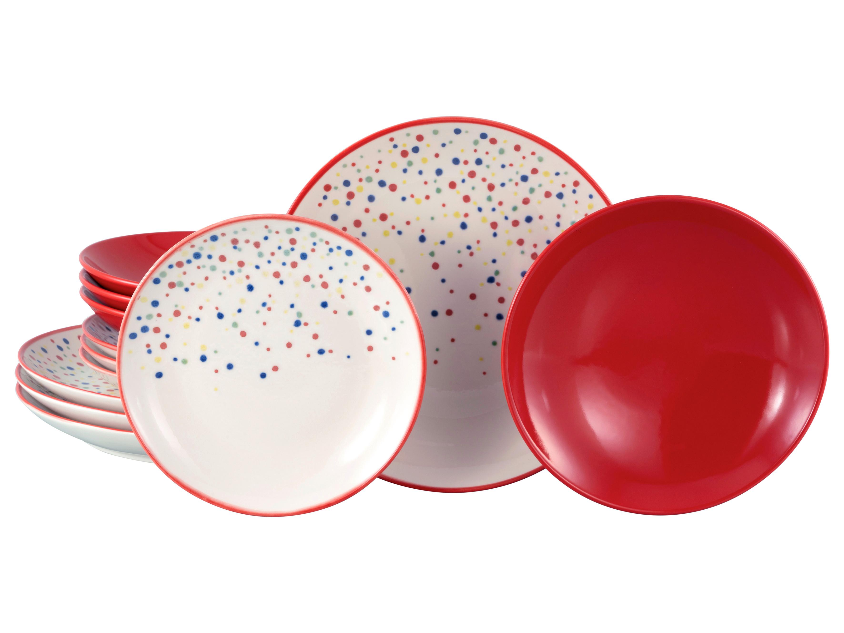 Tafelservice Joy Creme/Rot, 12-teilig - Rot/Creme, Basics, Keramik - Creatable
