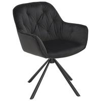 Stol Silvi, Črna, Žamet, Vrtljiv - črna, Moderno, kovina/tekstil (63/85/65cm)