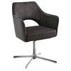 STOL MED ARMSTÖD VALLETTA - kromfärg/antracit, Klassisk, metall/textil (61/85/60cm) - Premium Living