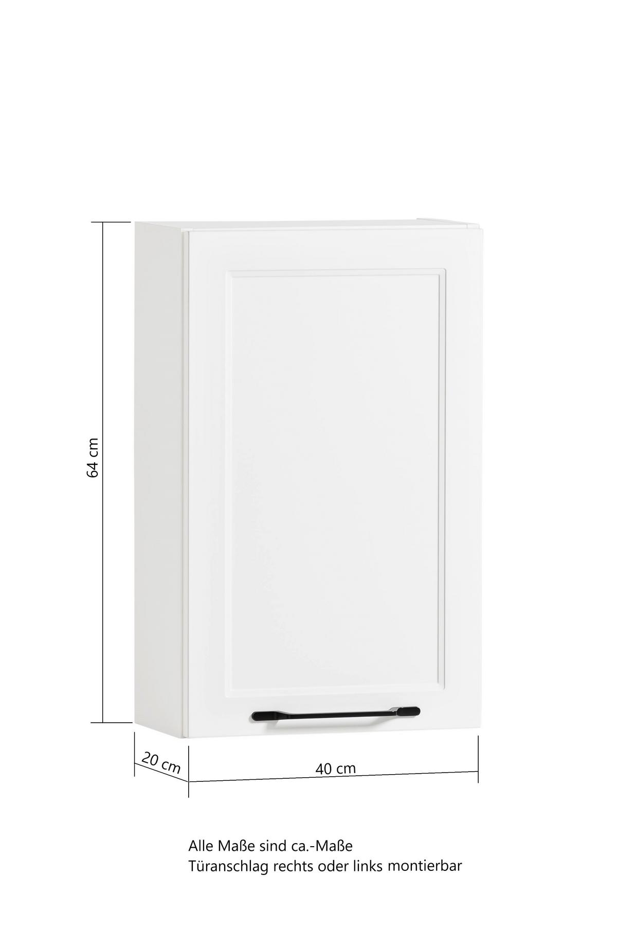 Hängeschrank Elmau in Weiß/Eiche - Eiche Wotan/Schwarz, ROMANTIK / LANDHAUS, Holzwerkstoff/Metall (40/64/20cm)