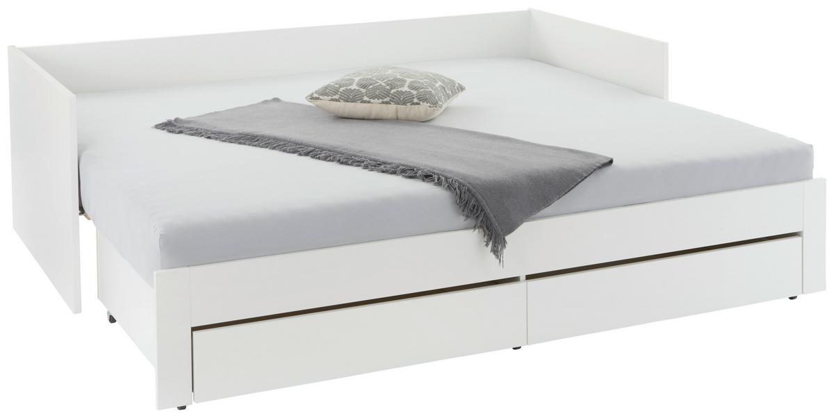 Raztegljiva Postelja Jan, Bela, 90-180x200 - bela, Konvencionalno, les (98-184,4/67/204,4cm)