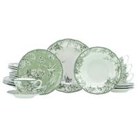 Serviciu de masă Adelaide 20/1 - alb/verde, Basics, ceramică - Creatable