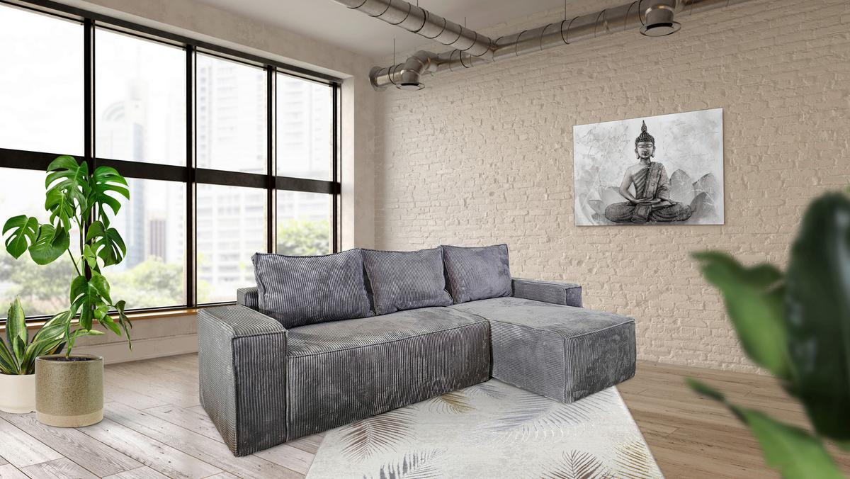 Kutna Garnitura Denver - siva, Moderno, drvni materijal/tekstil (230/140cm) - Based
