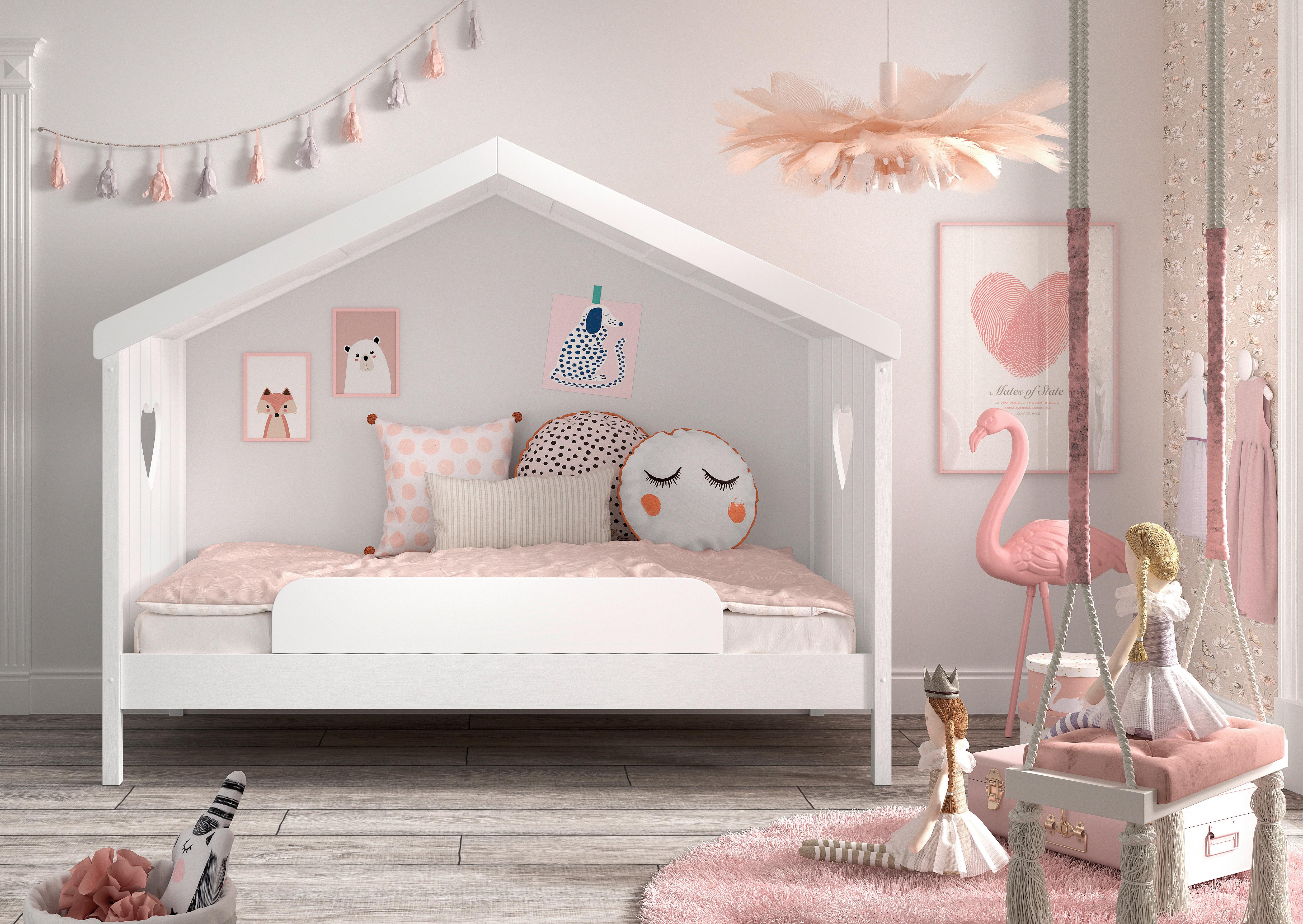 Hausbett Amori m. Sicherung ca. 90x200 cm Weiß - Weiß, Natur, Holz/Holzwerkstoff (90/200cm) - Vipack