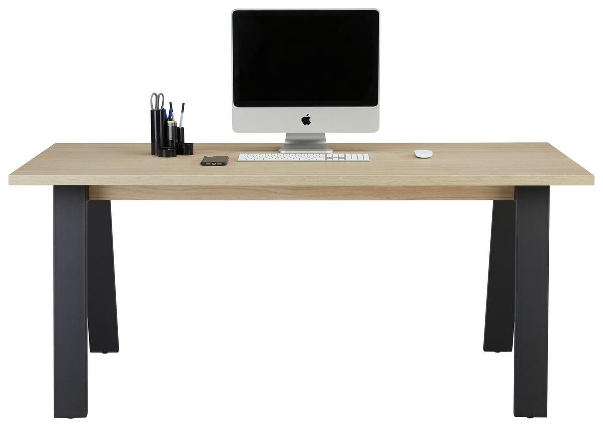 Schreibtisch in Schwarz/Eichefarben - Eichefarben/Schwarz, Modern, Holzwerkstoff/Metall (172/75/80cm) - Mömax