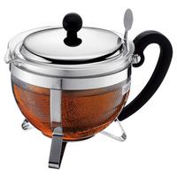 Teekanne Bodum Chamboard Chromfarben ca. 1l - Chromfarben, KONVENTIONELL, Glas (17/16/15cm) - Bodum