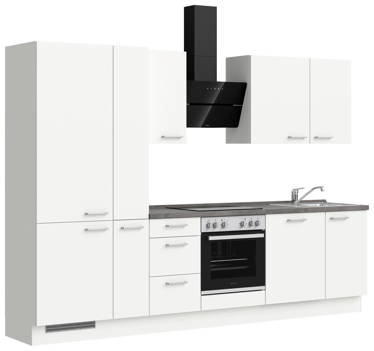 Küchenleerblock Touch High o. Geräte Weiß - Edelstahlfarben/Weiß, MODERN, Holzwerkstoff/Metall (300cm) - Nobilia