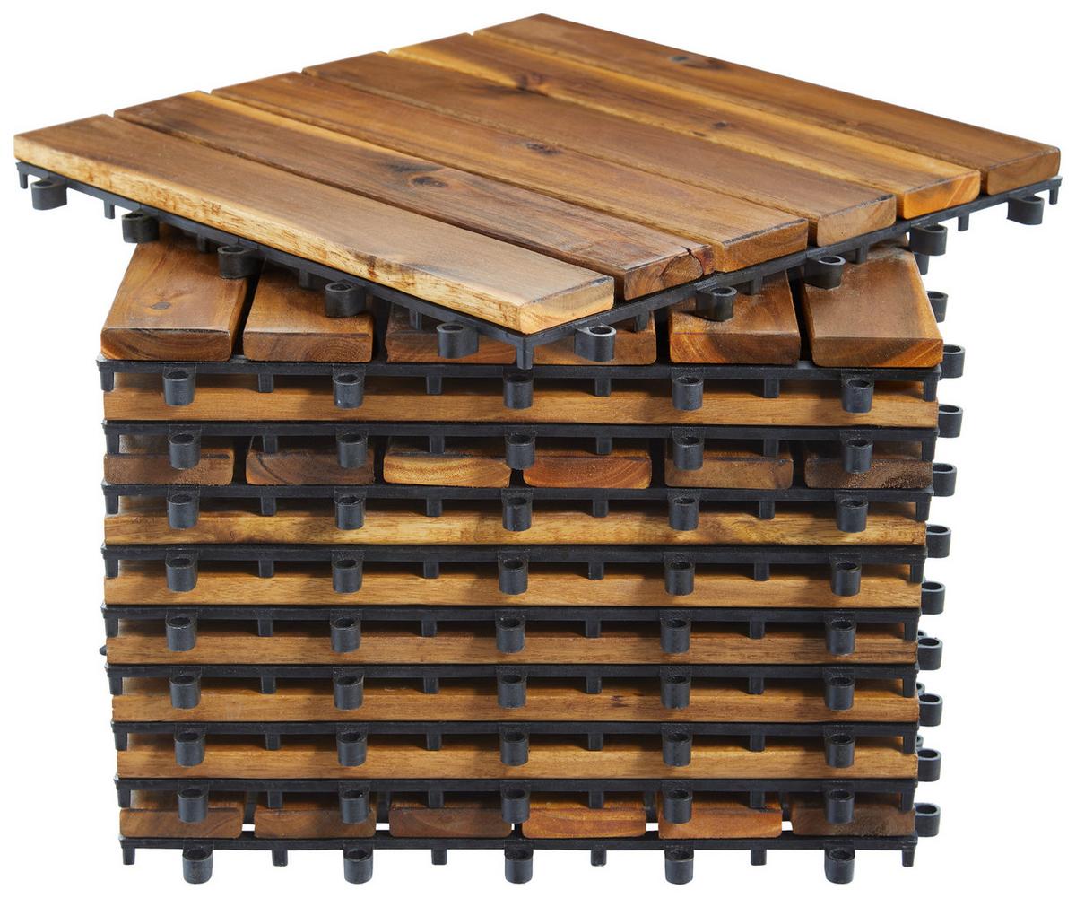 PŁYTKA TARASOWA AKAZIE - kolor akacjowy, Konventionell, tworzywo sztuczne/drewno (30/30/2,2cm) - Ambia Garden