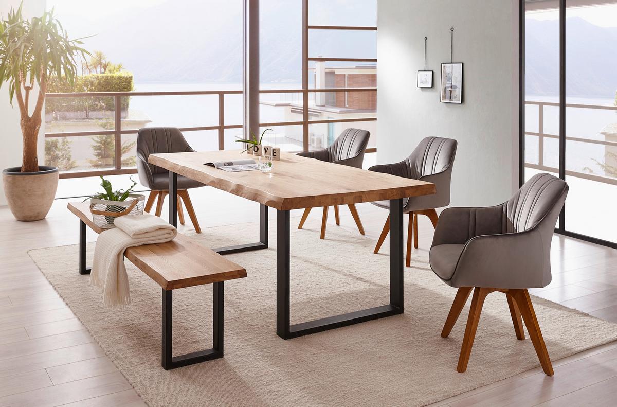 ŁAWKA COUNTRY - czarny, Natur, metal/drewno (160/44/40cm) - Landscape