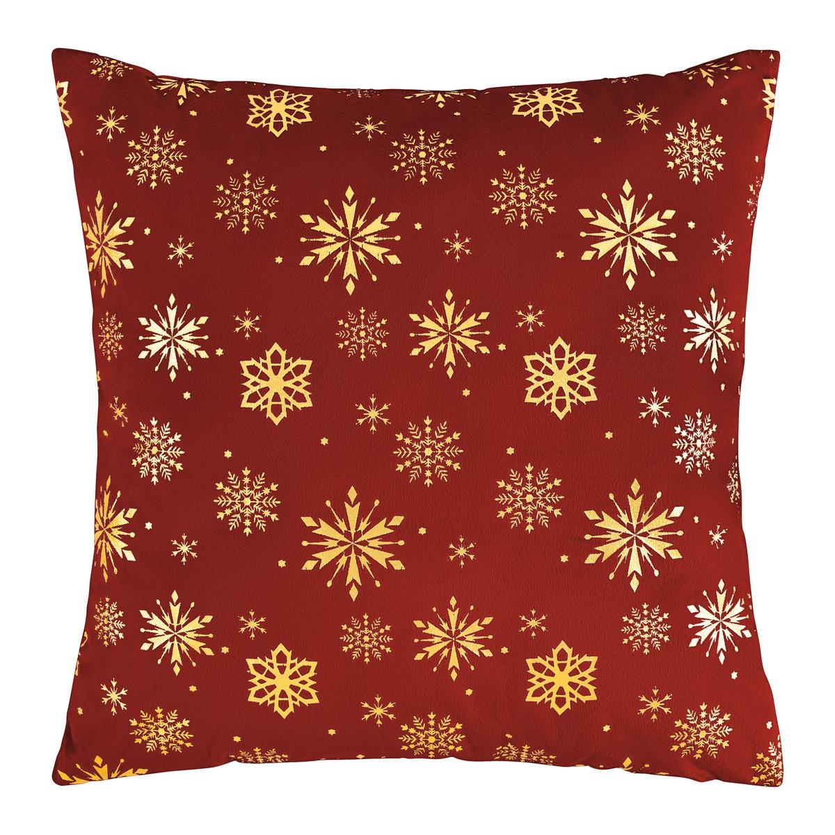 Zierkissen Snowflake Rot/Goldfarben ca. 45x45cm - Rot/Goldfarben, Textil (45/45cm) - Mömax