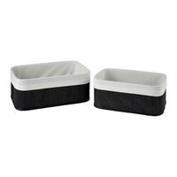 Set de coșuri 2/1 Lulo - alb/negru, materiale naturale/metal - Mömax