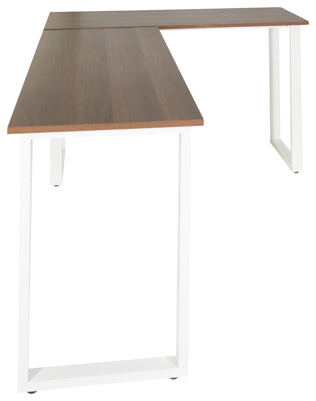 Kotna Pisalna Miza Workspace Basic I, Barva Oreha, Bela - barva oreha/bela, Basics, kovina/leseni material (165/120/75cm) - MID.YOU