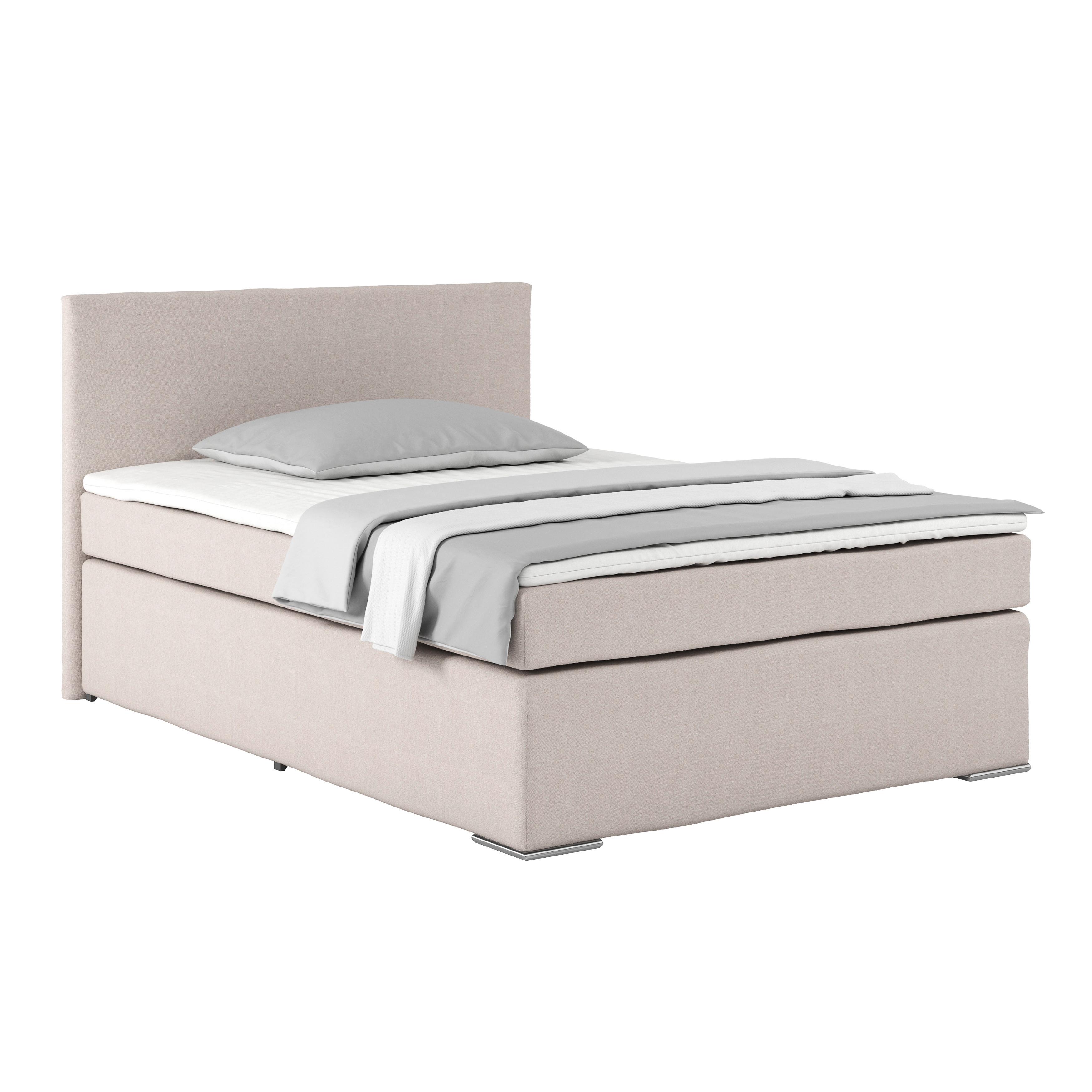 Boxspring Krevet Nero - bež/boje kroma, Konvencionalno, tekstil/metal (140/200cm) - Best Price