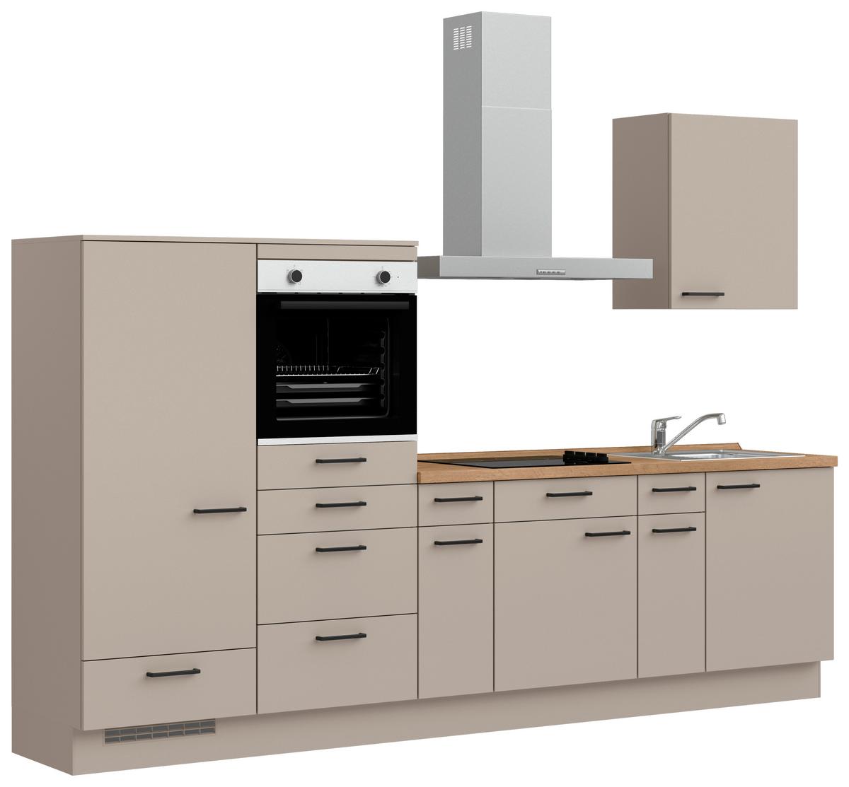 Küchenleerblock Easytouch Low o. Geräte Sandfarben - Sandfarben/Eichefarben, MODERN, Holzwerkstoff/Metall (300cm) - Nobilia