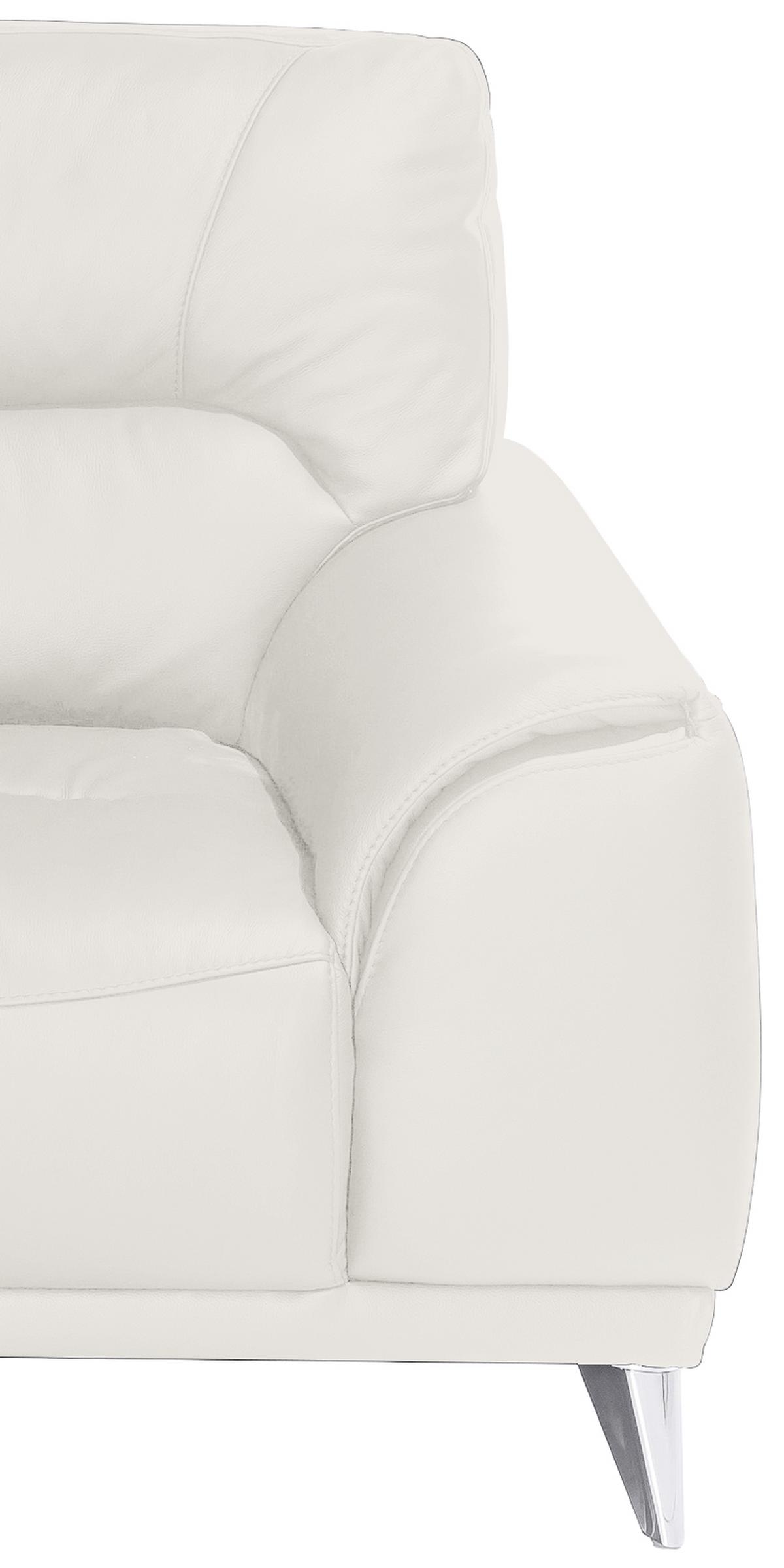 Zweisitzer-Sofa "Frisco" , weiß - Chromfarben/Weiß, MODERN, Textil/Metall (166/92/96cm) - MID.YOU